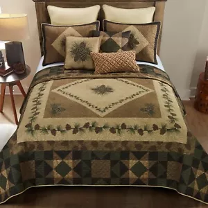 Donna Sharp Antique Pine Quilted Rustic Cozy Country King 3- Piece Bedding Set - Picture 1 of 5