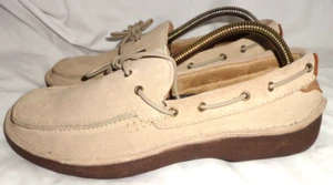 LAND'S END MEN BEIGE LEATHER LACE UP SHOE SIZE UK 9 EU 43 VGC - Picture 1 of 12