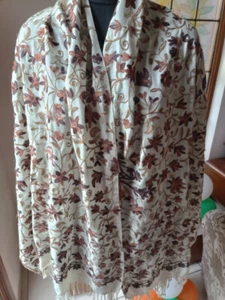 CREWEL DESIGNER KASHMIRI EMBROIDERY STOLE CASHMERE PASHMINA~ 10 DESIGNS CHOICE - Picture 1 of 4