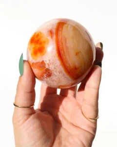 Large 55MM Red Calcite Stone Made Hand Carving Chakra Healing Sphere Ball - Picture 1 of 10