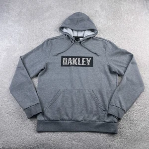 Oakley Hoodie Mens Small Grey Spellout Logo Pullover Hooded Sweatshirt - Picture 1 of 13