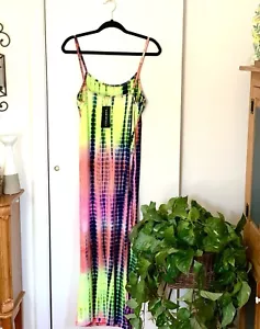 Shein Colorful Spaghetti Strap Maxi Dress Sz L 8-10 - Picture 1 of 6
