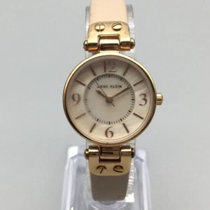 Anne Klein Watch Women 26mm Rose Gold Tone MOP Beige Leather Band New Battery - Picture 1 of 16