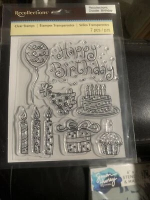 Recuerdos Estampillas Transparentes DOODLE CUMPLEAÑOS Nuevas Foto 1 de 4
