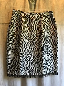 Silkland Silk Skirt Zebra Print Beaded Hemline Fully Lined Misses Size 12 - Picture 1 of 9