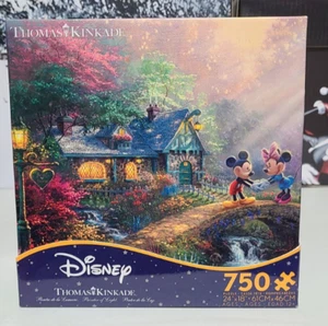 Mickey & Minnie Sweetheart Bridge 750 Piece Puzzle Thomas Kinkade Ceaco 2017 - Picture 1 of 2