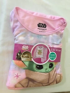 New Disney Star Wars Baby Yoda Grogu Mandalorian Girls 2 pc Flannel Pajamas set - Picture 1 of 2