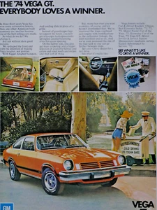 1974 Chevrolet Vega GT Ice Cream Girl Orange Original Print Ad 8.5 x 11" - Picture 1 of 4