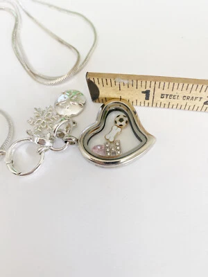 October Birthstone Crystal Glass Locket Necklace Floating Charm Initial H Heart - Image 1 of 3