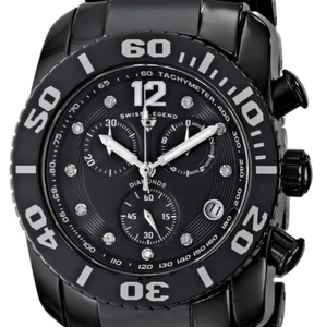 SWISS LEGEND COMMANDER CHRONOGRAPH WATCH, CERAMIC CASE, RUBBER BAND, BRAND NEW - Picture 1 of 6