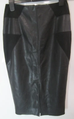 River Island Ladies Faux Leather Black Skirt With Zip Knee Length UK Size 8 - Image 1 of 4