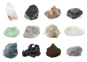 Rock & Mineral Kit, 12 Pieces - Includes Metamorphic, Igneous, Sedimentary Ro... - Picture 1 of 5
