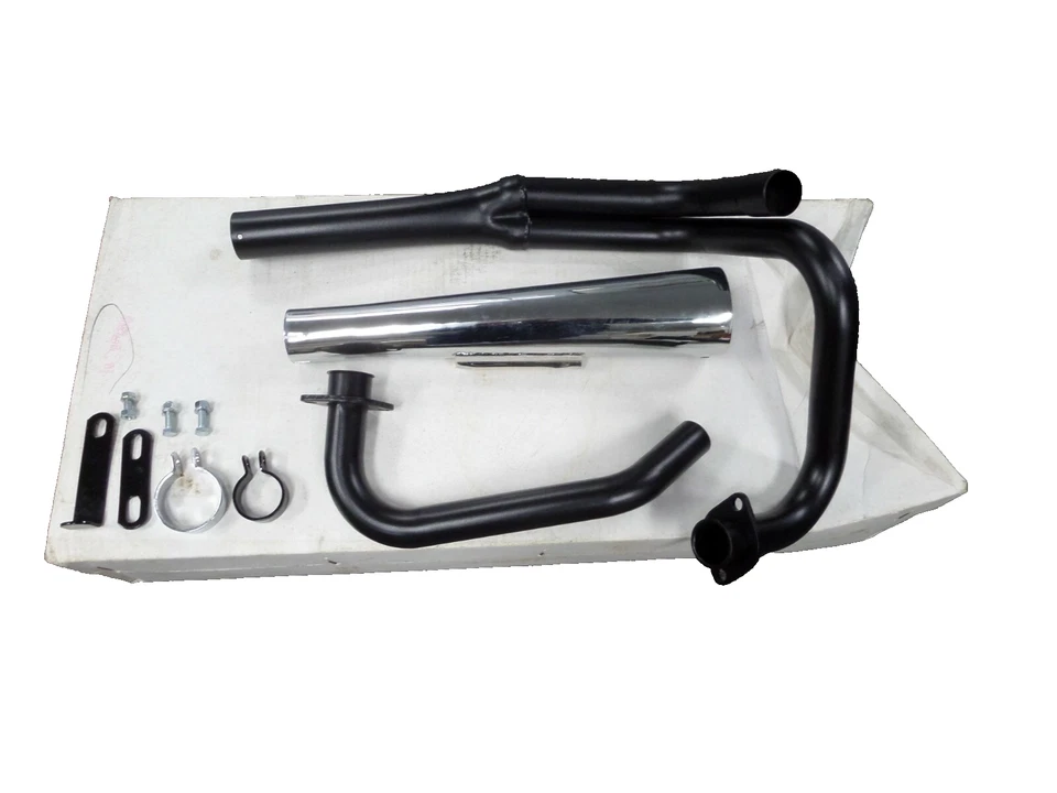 Sistema de escape megáfono negro/cromo NOS MAC 2-en-1 compatible con Yamaha XS650 804-0103 Foto 1 de 4