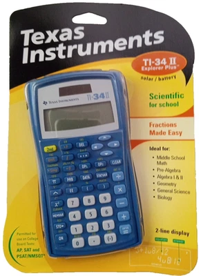Texas Instruments TI-34 II Explorer Plus Calculator, Blue, New, Factory Sealed - Image 1 of 4