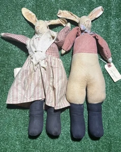 17" VINTAGE Made In 1989 Stuffed BUNNY RABBIT Male And Female - Picture 1 of 13