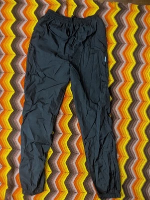 Calça corta-vento S vintage BIKE preta nylon pista atlética zíper tornozelo anos 90 h159 - Imagem 1 de 4