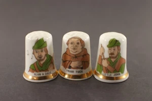 Finsbury Thimbles Robin Hood Theme set 3 Friar Tuck Alan A Dale Little John Vtg - Picture 1 of 8