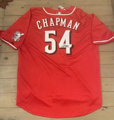 Aroldis Chapman Signed Authentic Majestic Reds Jersey Size 54 New W/ Tags - Image 1 of 4