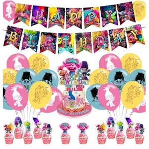 46 pc 𝓣𝓻𝓸𝓵𝓵𝓼 Birthday Party Supplies. Banner, Balloons,Cake/CupcakeToppers - Picture 1 of 17