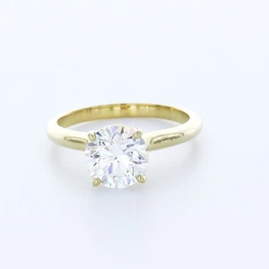 2 1/2ct E SI1 Round Natural Certified Diamond 14k Gold Solitaire Engagement Ring - Foto 1 di 13