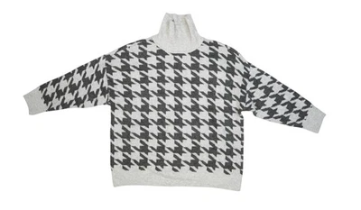 Suéter Vince Camuto Mujer 3X Gris Negro Pata de Gallo Cuello Alto Pullover Tejido Foto 1 de 4