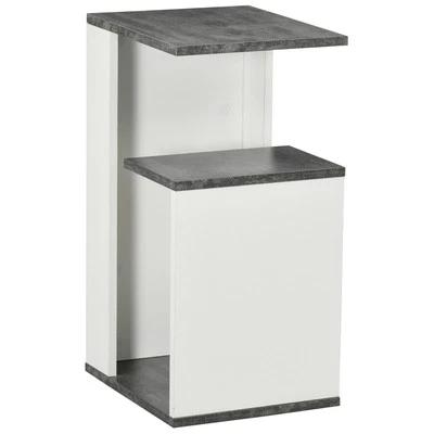 HOMCOM Comodino con Ripiano Aperto in Truciolato Design Irregolare Grigio Bianco - Immagine 1 di 4