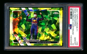 2021 TOPPS CHROME SAPPHIRE F1 #48 MAX VERSTAPPEN CHARTREUSE #050/199 PSA 10 GEM! - Picture 1 of 2