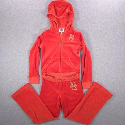 Calça com capuz Juicy Couture vintage veludo vermelho Y2K cachorro juventude grande 8/10 - Imagem 1 de 4
