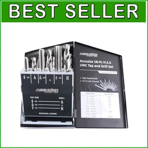 Durable U.N.C. 18-Pc Tap & Drill Set for Ferrous and Non-Ferrous Materials - Picture 1 of 11