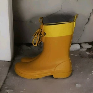 Bogs Flora 2 Eye Women's Yellow Rubber Pull On Waterproof Rain Boots Size 10 - Picture 1 of 6