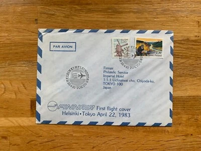 FINLAND SUOMI 1983 COVER FINNAIR FIRST FLIGHT HELSINKI HELSINGFORS TOKYO - Image 1 of 2