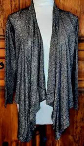 Maglione KAREN KANE elegante nero/oro Lame' aperto davanti manica lunga drappeggiato medio - Foto 1 di 6
