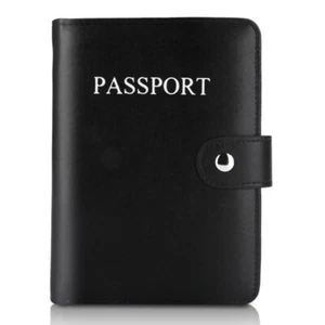 RF-ID Blocking Leather Passport Holder Wallet Cover Case Travel For Men Women - Picture 1 of 9