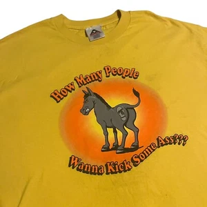 Stroke 9 Vintage Yellow Band T-Shirt XL Wanna Kick Some Ass Donkey Logo 90s Y2K - Picture 1 of 10