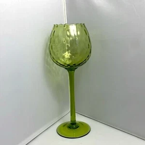 Vintage Empoli Italy Long Stem Green Diamond Optic Glass 9.75" MCM - Imagen 1 de 8
