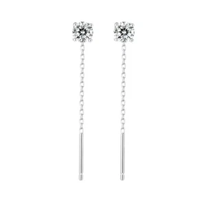 1ct Earrings 18K Gold Drop Dangle Diamond Test Pass Lab-Created VVS1/D/Excellent - Picture 1 of 2