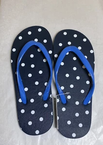 girls flip flop blue white polka dot size M 2/3 - Picture 1 of 3