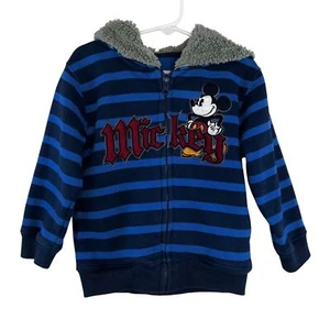 Disney Parks Striped Mickey Fleece Lined Full Zip Front Hoodie Size XXS - Picture 1 of 7