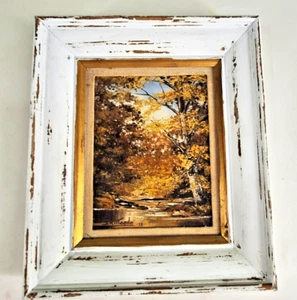 Framed Fall Scene Painting 13.5" x 11.5" by Sandra K. Meade Signed 1976 Signed - Picture 1 of 8