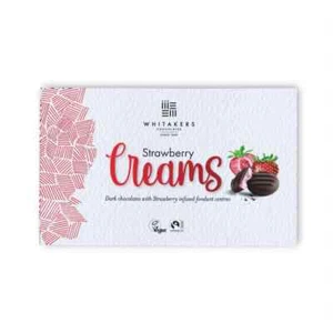 Whitakers Fondant Strawberry Creams Gift Box Dark Chocolate Vegan Fairtrade - Picture 1 of 2