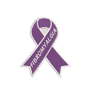 Fibromyalgia Awareness Support Ribbon Purple Patch Embroidered Iron-on Applique - Picture 1 of 12