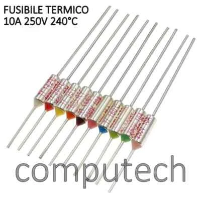 Termofusibile 240° 250V 10A Fusibile termico protezione 240 °C - Immagine 1 di 2