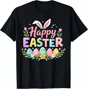 Happy Easter Bunny Spring Easter Egg Easter Women Kids Girls Gift Unisex T-Shirt - Picture 1 of 3