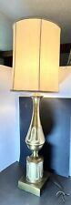 Vintage Glass/Brass Hollywood Regency Mid Century Cast Brass Base Large 38”Lamp