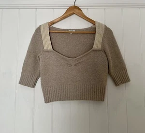 Cue Size S Natural Tones Boucle Fabric Crop Top - Picture 1 of 4