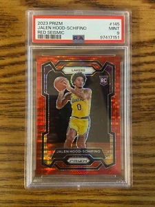 PSA 9 2023 Panini Prizm Jalen Hood-Schfino #145 Red Seismic 48/299 Rookie Card - Picture 1 of 3