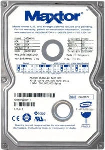 Disque Dur Maxtor Diamondmax D540X 4D040H2 40GB 5400U/Min 2MB Ata Ide 3.5 " Zoll - Photo 1/3