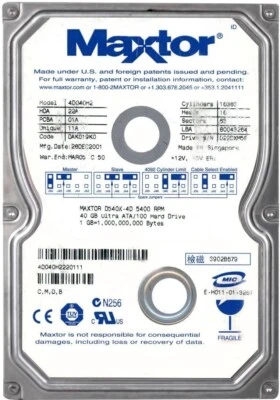 Hard Drive Maxtor Diamondmax D540X 4D040H2 40GB 5400U/Min 2MB Ata Ide 3.5 " " - Image 1 of 3