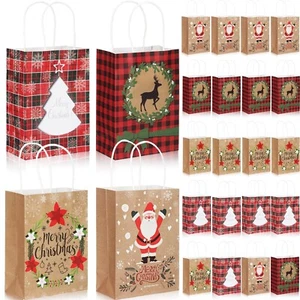 Resholder 200 Pcs Christmas Kraft Gift Bags Bulk Christmas Paper Gift Bags wi... - Picture 1 of 6