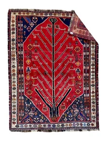 Alfombra Gabbeh Tribal Pictórica León Qashqai Antigua Auténtica Única en Su Clase 4’x7’ - Imagen 1 de 12